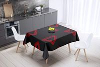 Bonamaison Tafelkleed, Anti-Mold, Sneldrogend, Waterdicht, 100% Polyester Tafellaken, rood Zwart, 140 x 140 Cm