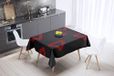 Bonamaison Tafelkleed, Anti-Mold, Sneldrogend, Waterdicht, 100% Polyester Tafellaken, rood Zwart, 140 x 140 Cm