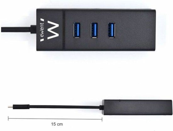 Ewent EW1141 USB-C Hub - 3x USB-A & Gigabit Ethernet