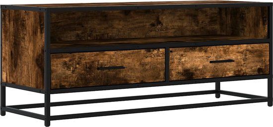 vidaXL Tv-meubel 100x34,5x40 cm bewerkt hout metaal gerookt eikenkleur