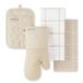 KITCHENAID Gewatteerde katoenen badstof ovenwant, pannenhouder, keukenhanddoek set van 4 stuks, hittebestendig, siliconen grip, geschenkset, milkshake, 40,6 x 66 cm, 17,8 x 33 cm en 17,8 x 25,4 cm