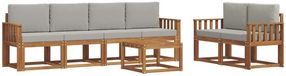 vidaXL Acacia Hout Bank Loungeset 7-delig Naturel en Lichtgrijs