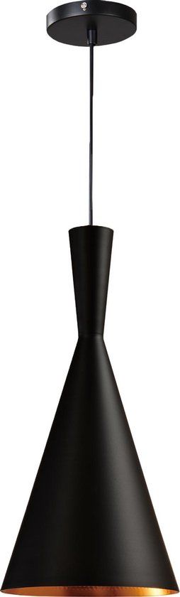 QUVIO Hanglamp modern - Kegel met koperen binnenkant - Diameter 18,5 cm