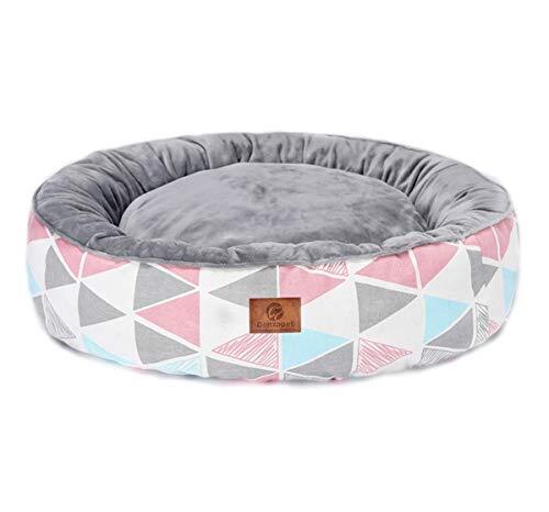 YABAISHI Yabaiishi pluche kristal, rond, voor honden, bed voor dieren voor katten en honden, ademend, super comfortabel, voor huisdieren, 65 x 65 x 17 cm, Pink Geometric