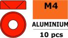 Revtec Rondelle en aluminium - Vis à tête fraisée M4 - OD=10mm - Rouge - 10 pcs