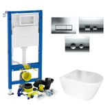 Geberit UP100 Toiletset Set50 BWS Plana Randloos Glans Wit Met Delta drukplaat