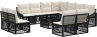 vidaXL Tuinbank Set 12-delig Zwart Polyrattan