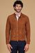 D'Arienzo Blouson cuir daim perforé cognac cuir velours col mao, Taille 50/L, Couleur Cognac