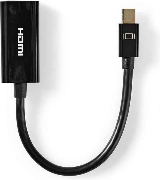 Nedis Mini DisplayPort-Kabel - DisplayPort 1.2 - Mini-DisplayPort Male - HDMI Output - 21.6 Gbps - Vernikkeld - 0.20 m - Rond - PVC - Zwart