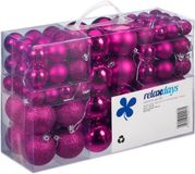 Relaxdays Kerstballen - 100 stuks - Fuchsia/Roze - Kunststof
