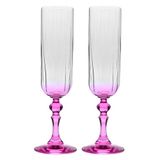 KROSNO Champagne glazen Set van 2, 220 ml, Roze steel, Collectie Bubble