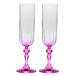 KROSNO Champagne glazen Set van 2, 220 ml, Roze steel, Collectie Bubble