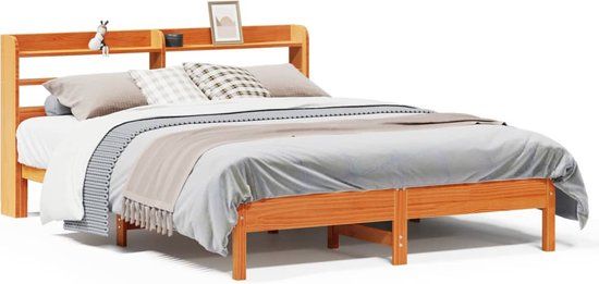 vidaXL Bedframe Massief Grenenhout Wasbruin 150x200 cm