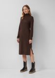 s.Oliver Jurk met lange mouw en col, Viscose, donkerbruin, Maat 42