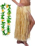 Merkloos / Sans marque Hawaii Hawaii verkleed rokje en bloemenkrans - volwassenen - naturel - tropisch themafeest - hoela