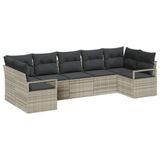 vidaXL Bankstel 7-zits Lichtgrijs Polyrattan Hoek Loungeset