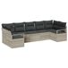 vidaXL Bankstel 7-zits Lichtgrijs Polyrattan Hoek Loungeset
