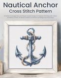 Nautical Anchor Cross Stitch Pattern: A Partial Coverage Navy and Rope Coastal Design for Relaxed Stitching with Colour and Mono Charts, 14-Brand Thread Conversion and Beginner Instructions