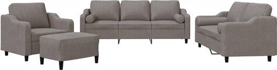 vidaXL 4-delige Loungeset met kussens stof taupe