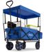 AREBOS ECO Chariot de plage pliable - Chariot de plage pneus gonflables - avec auvent - Chariot de plage - Bleu