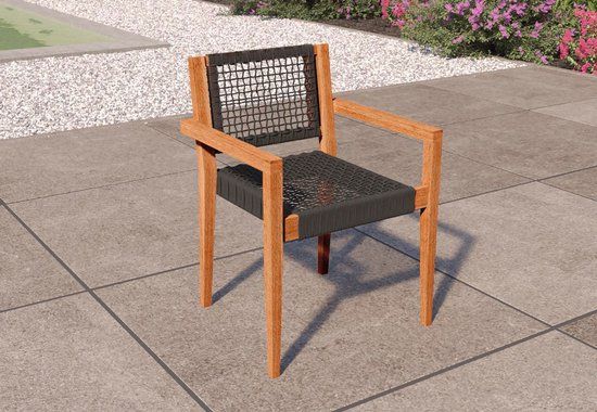 Merkloos Tuindeco Teak stapelbare tuinstoel Toledo (set van 2 stoelen)