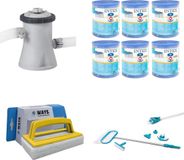 WAYS - Zwembad Onderhoud - Onderhoudsset Deluxe & Filterpomp 1250 L/u & 6 Filters Type H & WAYS Scrubborstel