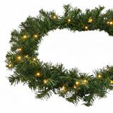 Spetebo Kerstslinger groen met 35 LED lichtketting, warm wit voor buiten - 270 cm