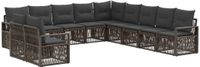vidaXL Tuinbank - Set - 11-delig - Grijs - Polyrattan