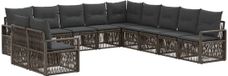 vidaXL Bank - Set - 11-delig - Grijs - Polyrattan