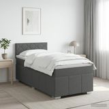 vidaXL Boxspringbed met matras, donkergrijs, 90 x 190 cm, stof