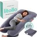 Litollo® Coussin de grossesse XXL - Coussin d'allaitement - Coussin corporel - Coussin corporel - 280cm - Tissu polaire doux - Gris