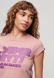 Superdry T-shirt met retro-glitterlogo voor dames - Vintage blush pink - Maat 42 (UK14/EU42)