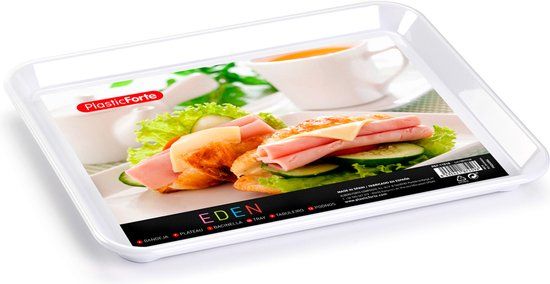 PLASTICFORTE Dienblad/Serveerblad - Wit - Kunststof - 27 x 21 cm