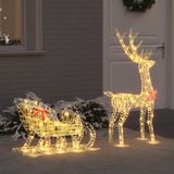 vidaXL Rendier Trek Slede 200 LED's Warmwit 70 x 26 x 129 cm PET