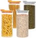 Sans marque Pots de stockage avec couvercle en bambou - verre hermétique - set de 4