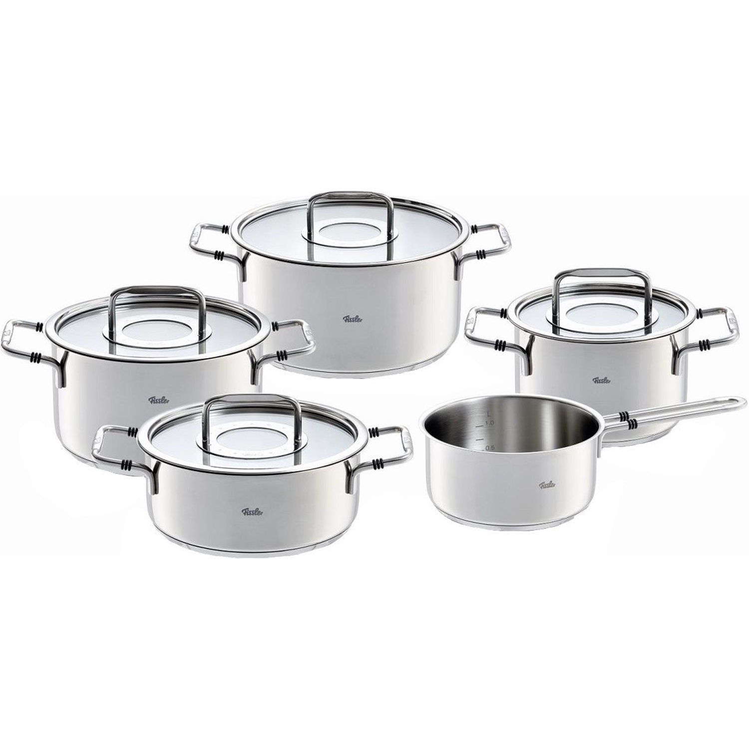 Fissler bonn pannenset 5-delig met glasdeksel