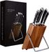 Set de couteaux de cuisine - Noir/Bois - Acier inoxydable/Acacia - 6 pièces