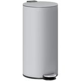 HOMCOM 30L Keukenafvalemmer Bamboe deksel Soft-Close Lichtgrijs | Metalen pedaalemmer, Verwijderbare binnenemmer, Open blijvend deksel, voor Keuken, Kantoor, Thuis