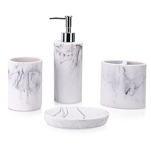 zccz Badkamer accessoireset - 4 stuks - Marmerlook - Badkamer decor accessoires