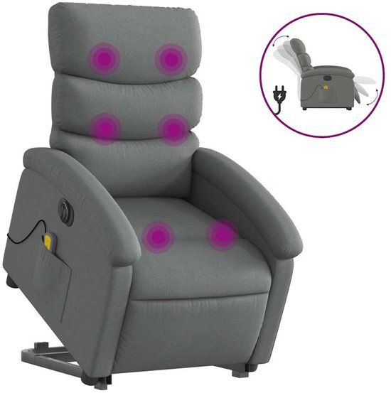 VidaXL Sta-op-massagestoel elektrisch verstelbaar stof donkergrijs