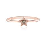 Cavill - Zilveren Ring - 925 Sterling Zilver Roségoud Verguld - I3 Champagne Diamant 0,041 ct - Ronde Briljant Slijpsel - Dunne Moderne Sterring