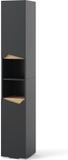 Vicco Marelle Badkamerkast – 30 x 180 cm met deuren en open vakken Antraciet