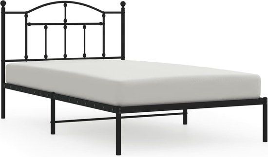 vidaXL Bedframe Metaal Zwart - 107x203 cm - Met Hoofdbord
