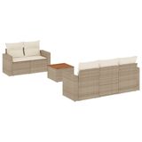 vidaXL 6-delige Loungeset met kussens, polyrattan, beige