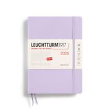 LEUCHTTURM1917 370701 Dagkalender 2025, medium A5, hardcover, 12-maanden-planner en notitieboek, gelinieerd, paars, Engels
