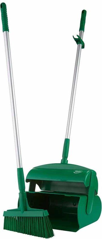 Vikan Stoffer en Blik met Lange Steel - Groen