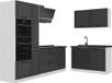 Vicco Hoekkeuken R-Line, Antraciet landelijk/Wit, 230 x 120 cm antraciet werkblad