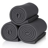 ALCLEAR 3 stuks Oeko Tex fleecedekens, antraciet, 130 x 160 cm