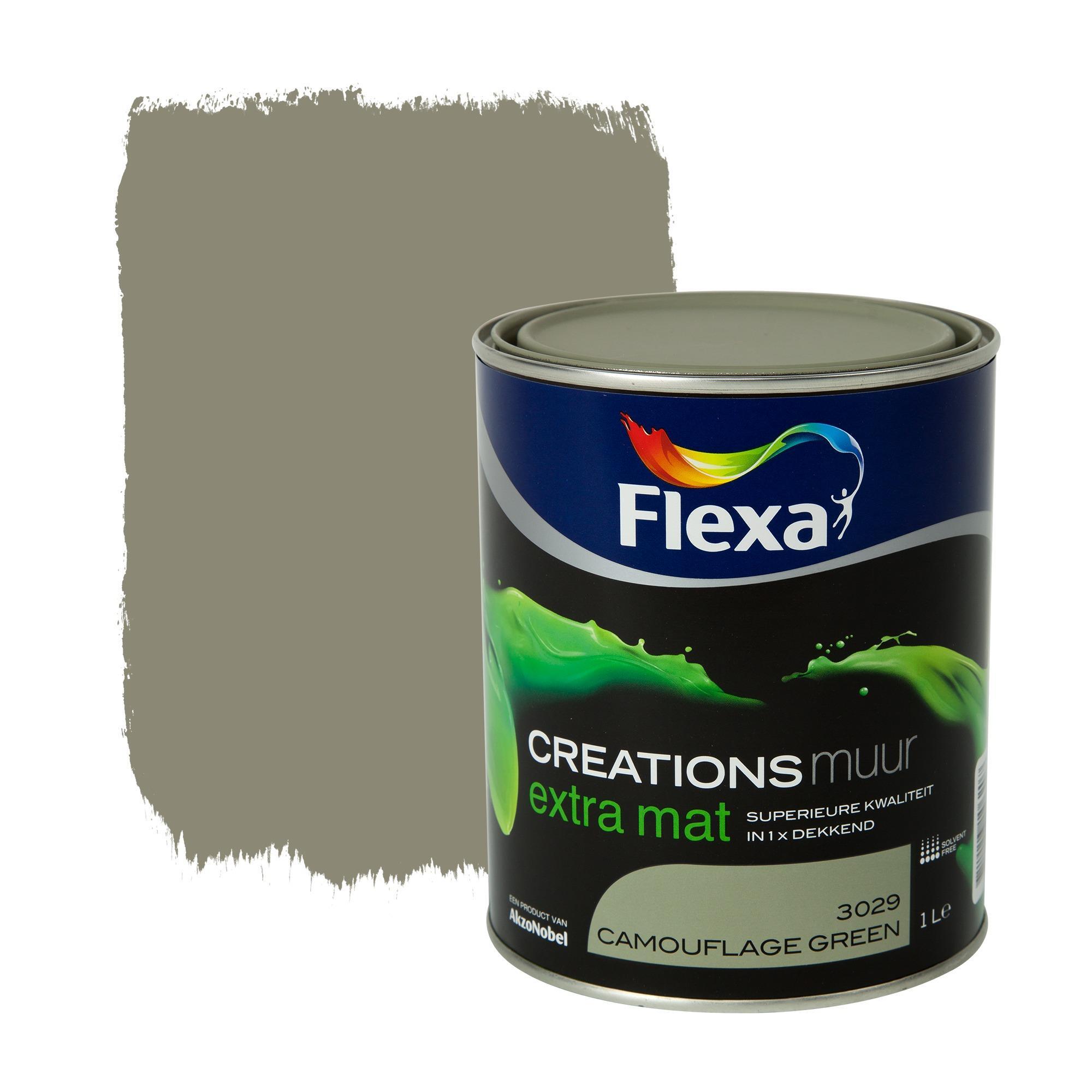 FLEXA Creations muurverf camouflage green extra mat 1 liter