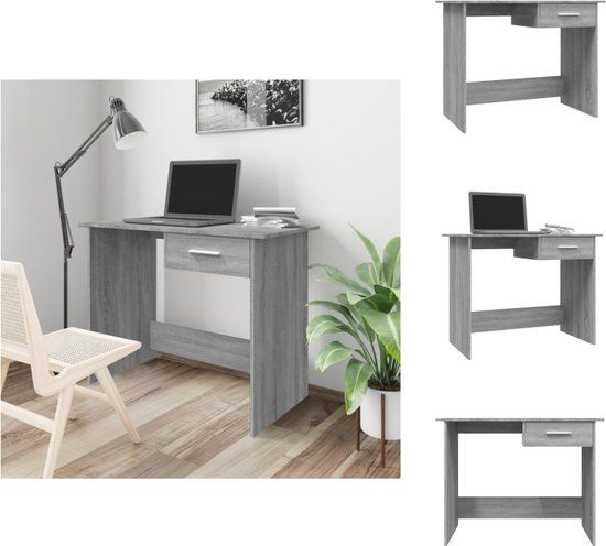 vidaXL Bureau 100x50x76 cm bewerkt hout grijs sonoma eikenkleurig